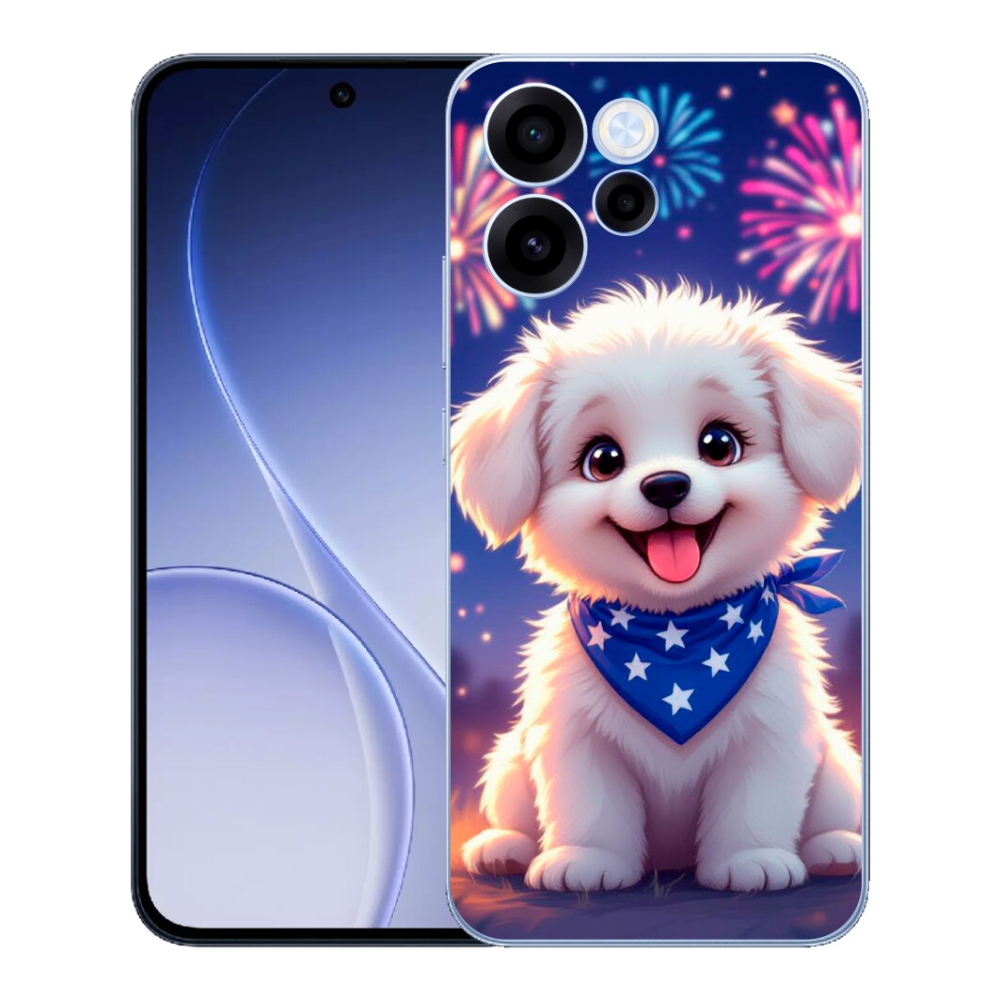 Gélový kryt mmCase na Oppo Reno 15 FS 5G - slávnostné šteňa