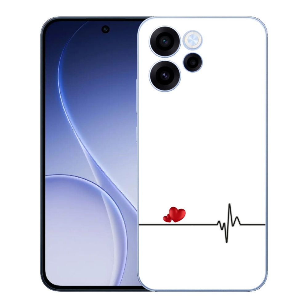 Gélový kryt mmCase na Oppo Reno 15 FS 5G - srdce a tep biele pozadie