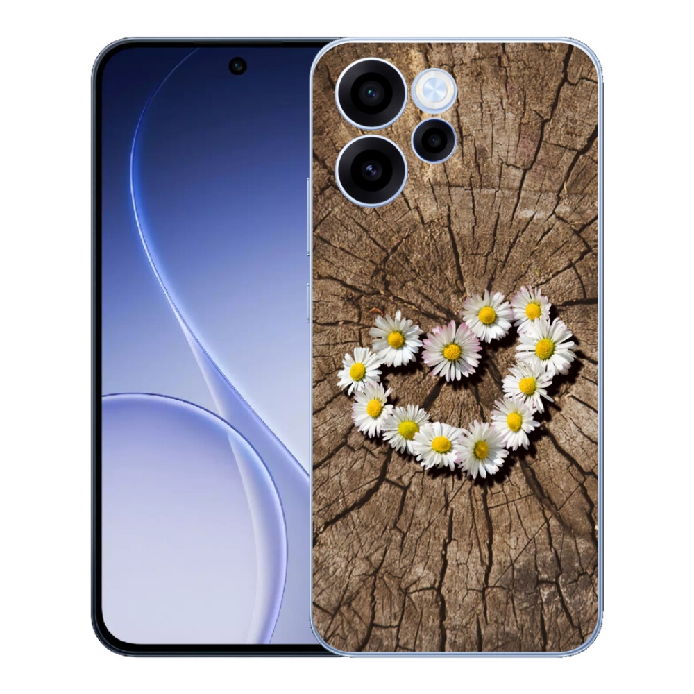 Gélový kryt mmCase na Oppo Reno 15 FS 5G - srdce z margaréty