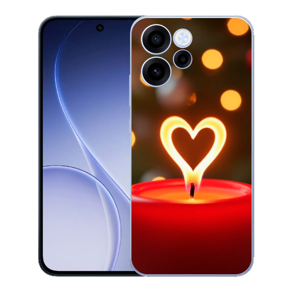Gélový kryt mmCase na Oppo Reno 15 FS 5G - srdce z plameňa