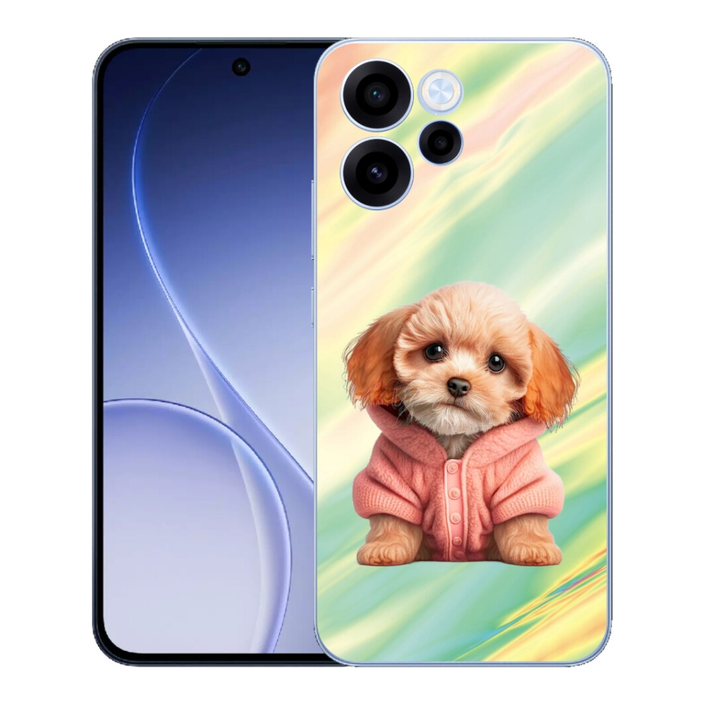 Gélový kryt mmCase na Oppo Reno 15 FS 5G - šteňa vo svetri