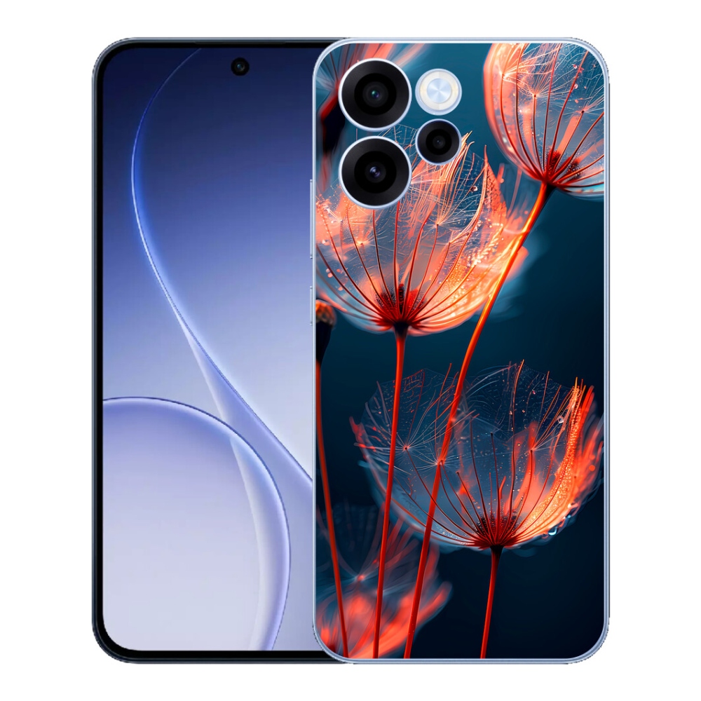 Gélový kryt mmCase na Oppo Reno 15 FS 5G - svetielkujúce páperie