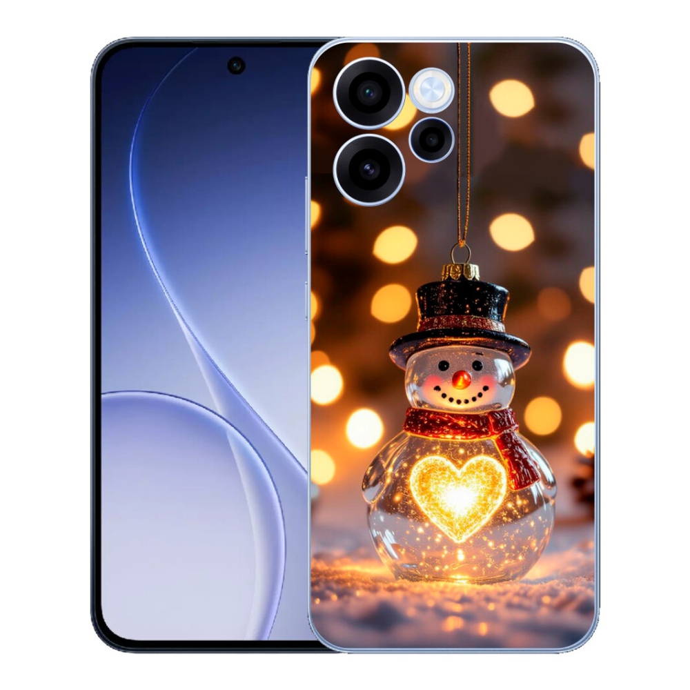 Gélový kryt mmCase na Oppo Reno 15 FS 5G - svietiaci vianočný snehuliak