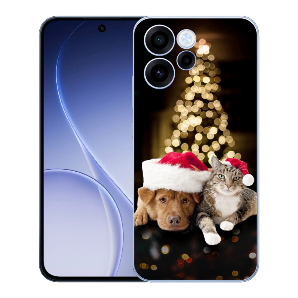 Gélový kryt mmCase na Oppo Reno 15 FS 5G - vianočný pes a mačka