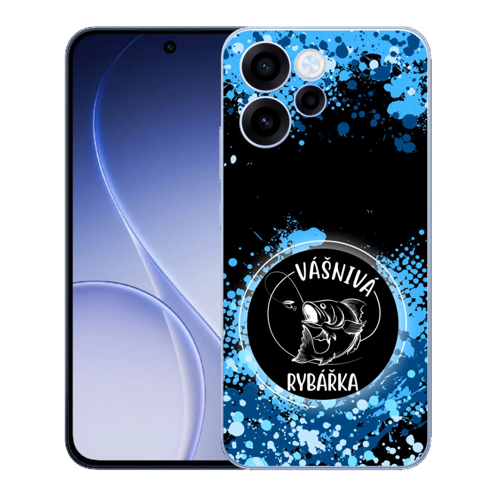 Gélový kryt mmCase na Oppo Reno 15 FS 5G - vášnivá rybárka čierne pozadie