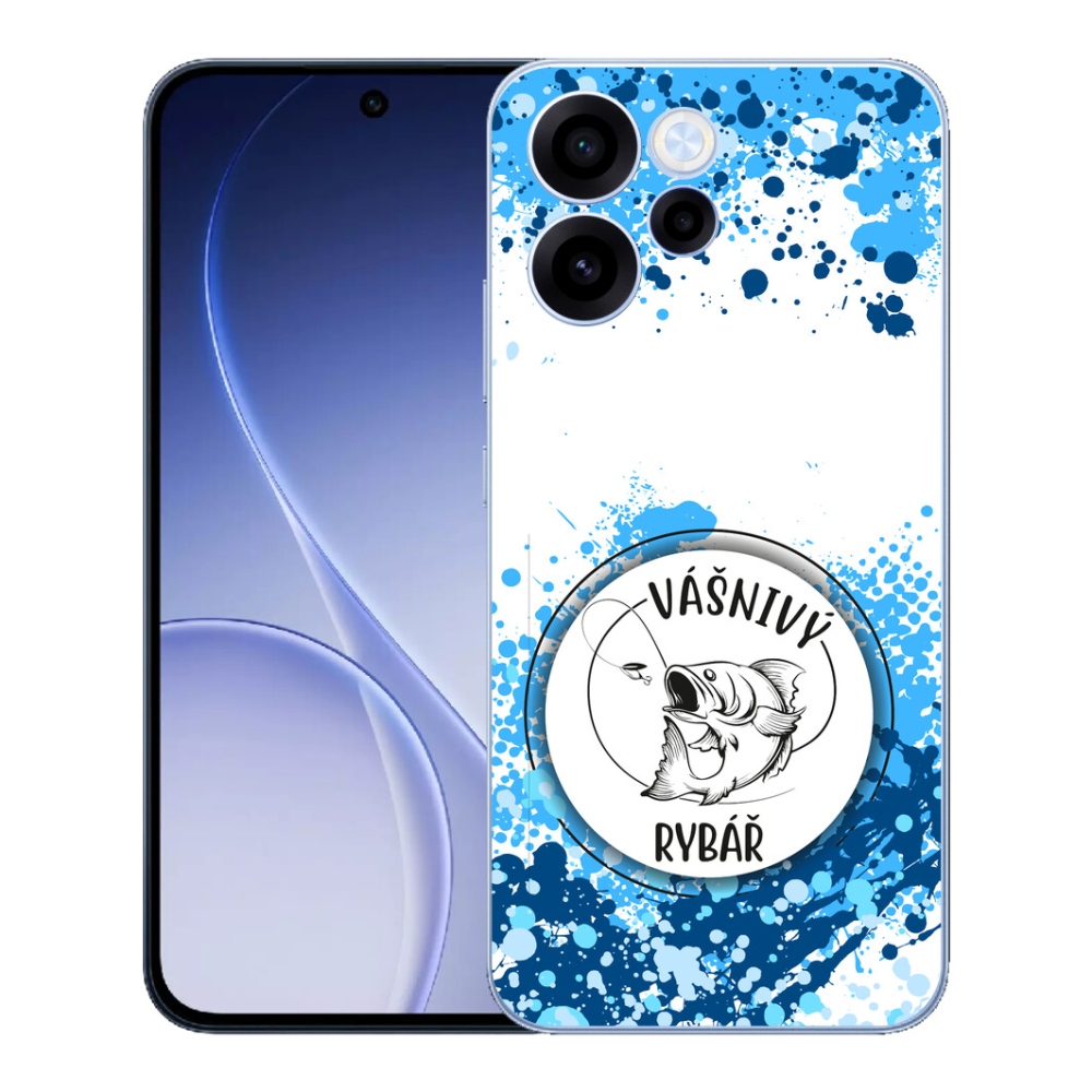Gélový kryt mmCase na Oppo Reno 15 FS 5G - vášnivý rybár biele pozadie