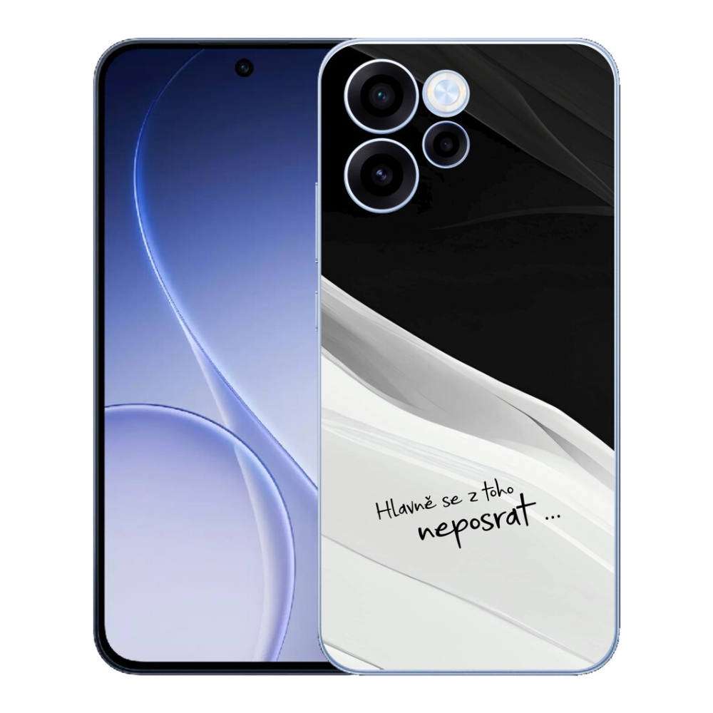 Gélový kryt mmCase na Oppo Reno 15 FS 5G - vtipný text 13 bieločierne pozadie
