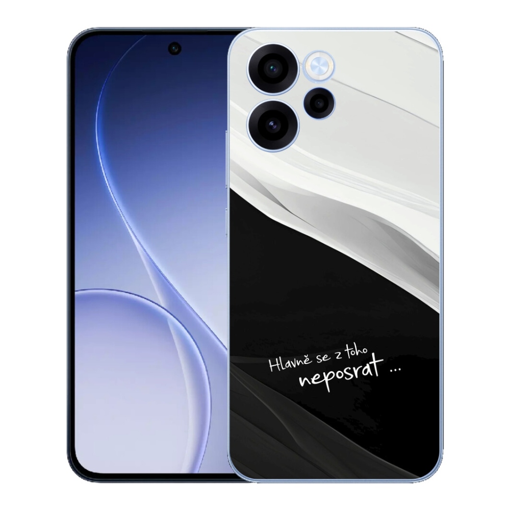 Gélový kryt mmCase na Oppo Reno 15 FS 5G - vtipný text 13 čiernobiele pozadie