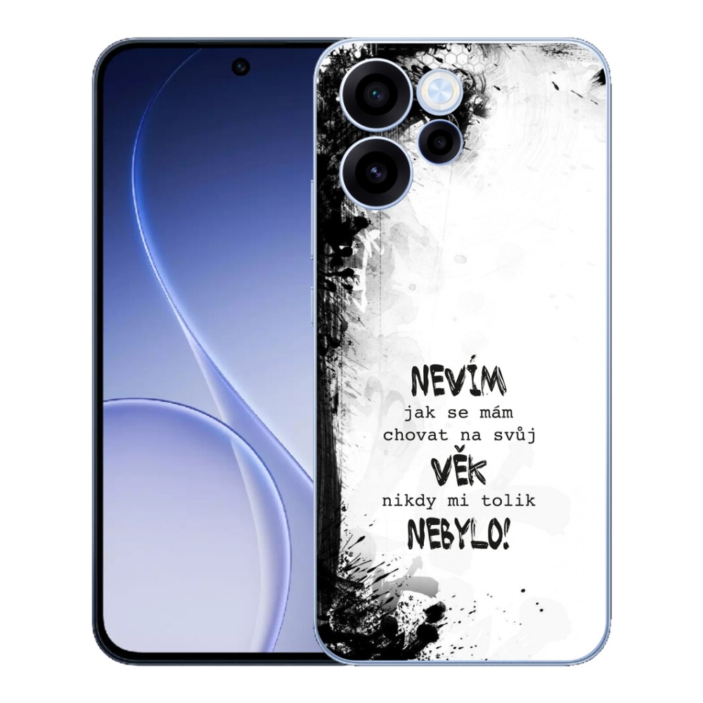 Gélový kryt mmCase na Oppo Reno 15 FS 5G - vtipný text 14 biele pozadie