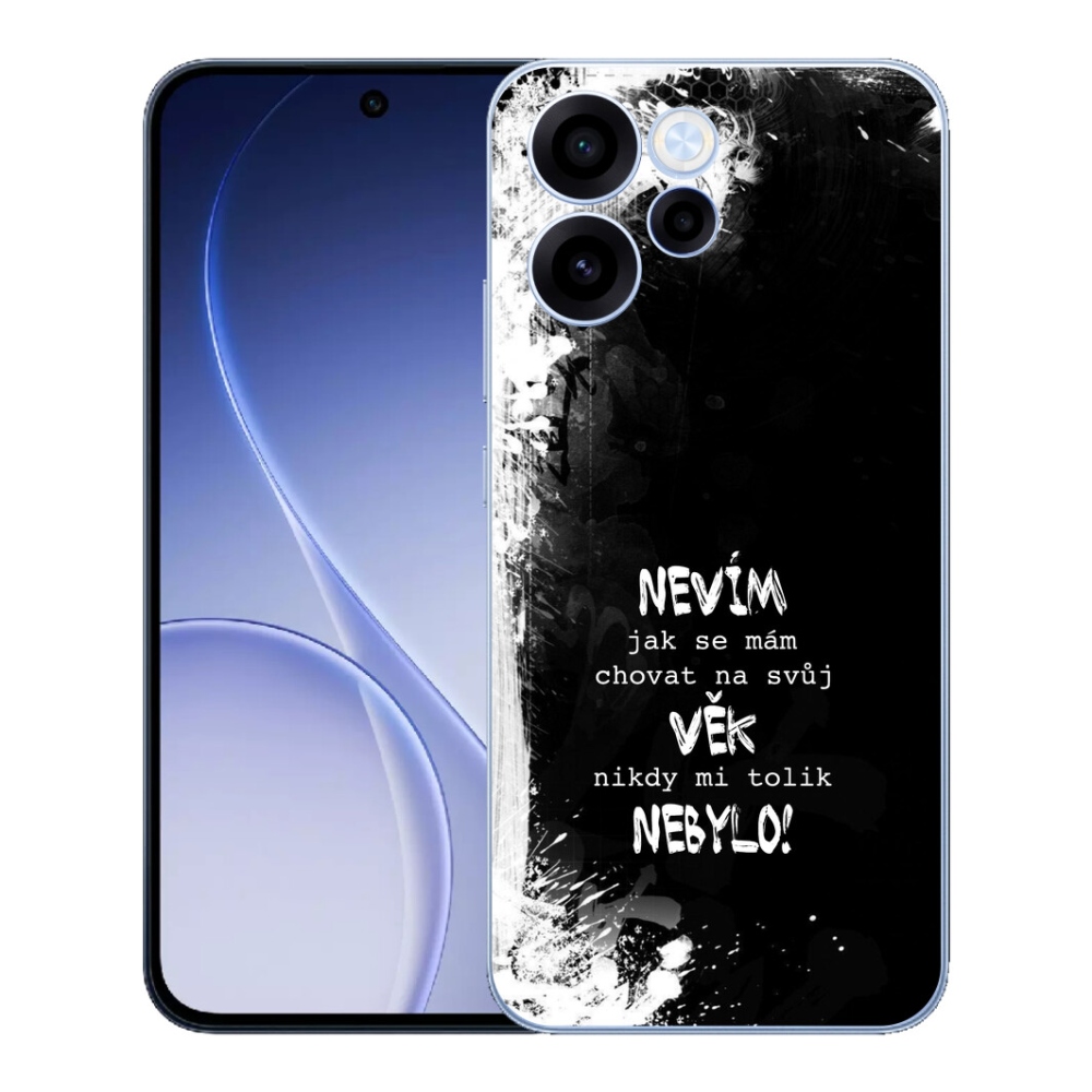 Gélový kryt mmCase na Oppo Reno 15 FS 5G - vtipný text 14 čierne pozadie