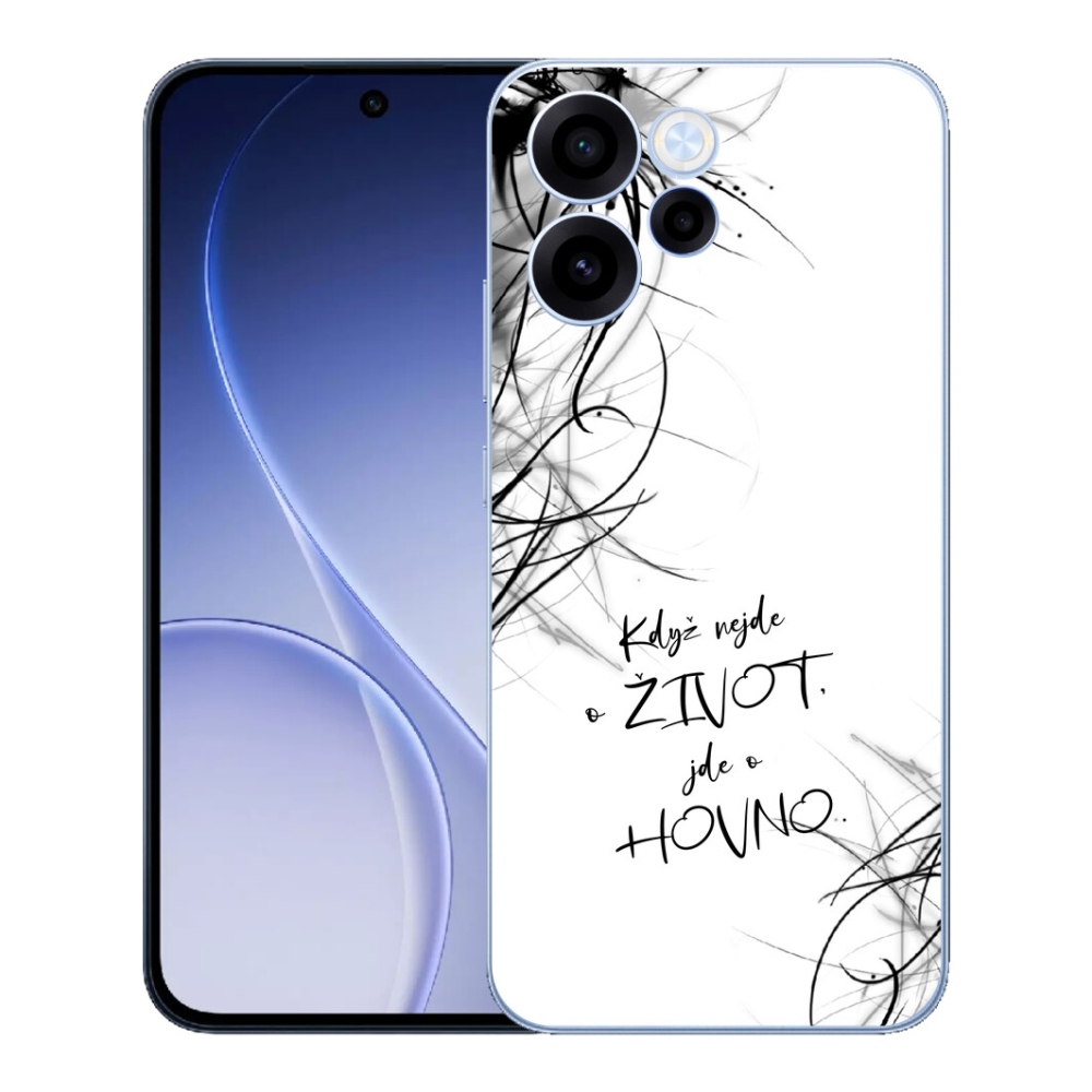 Gélový kryt mmCase na Oppo Reno 15 FS 5G - vtipný text 16 biele pozadie