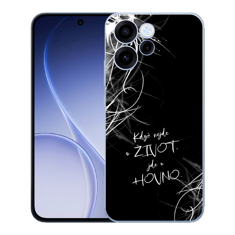 Gélový kryt mmCase na Oppo Reno 15 FS 5G - vtipný text 16 čierne pozadie