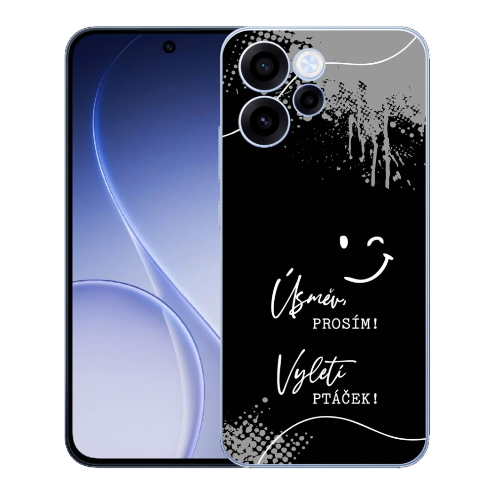 Gélový kryt mmCase na Oppo Reno 15 FS 5G - vtipný text 4 čierne pozadie