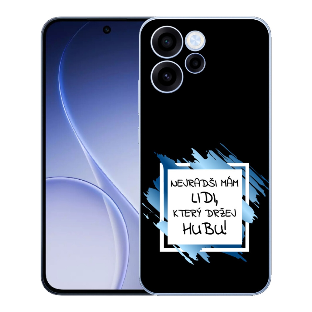 Gélový kryt mmCase na Oppo Reno 15 FS 5G - vtipný text 7 bieločierne pozadie