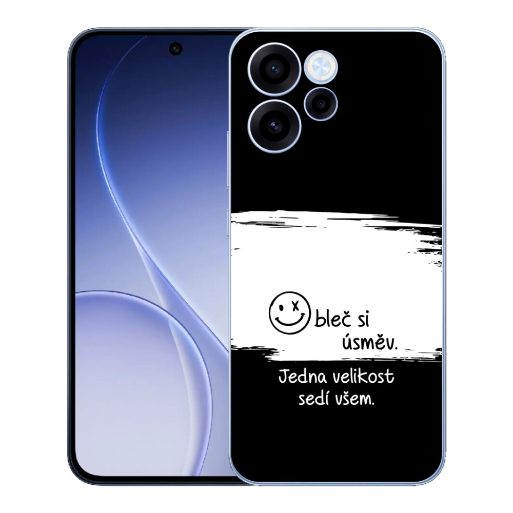 Gélový kryt mmCase na Oppo Reno 15 FS 5G - vtipný text 8 bieločierne pozadie