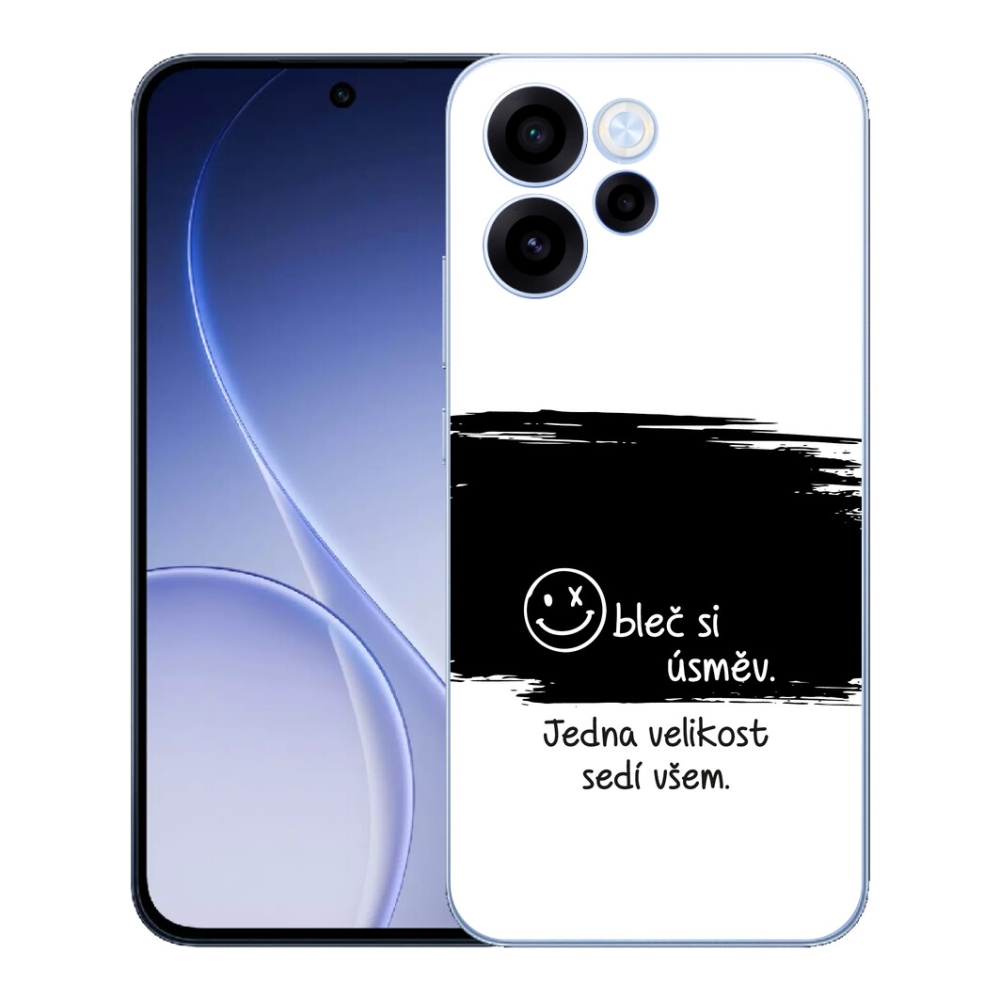 Gélový kryt mmCase na Oppo Reno 15 FS 5G - vtipný text 8 čiernobiele pozadie