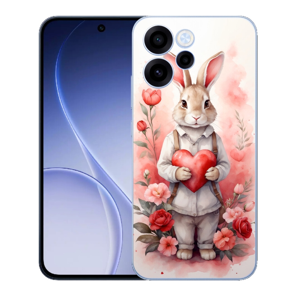 Gélový kryt mmCase na Oppo Reno 15 FS 5G - zajac so srdiečkom