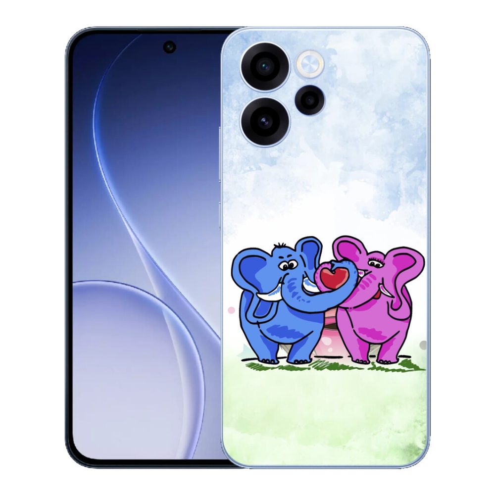 Gélový kryt mmCase na Oppo Reno 15 FS 5G - zamilovaní slony