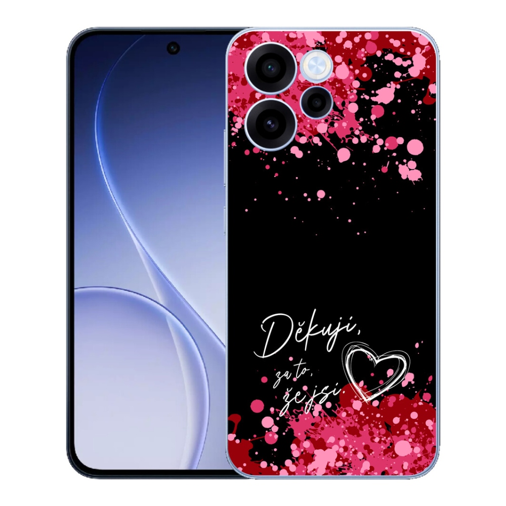 Gélový kryt mmCase na Oppo Reno 15 FS 5G - zamilovaný text 2 čierne pozadie