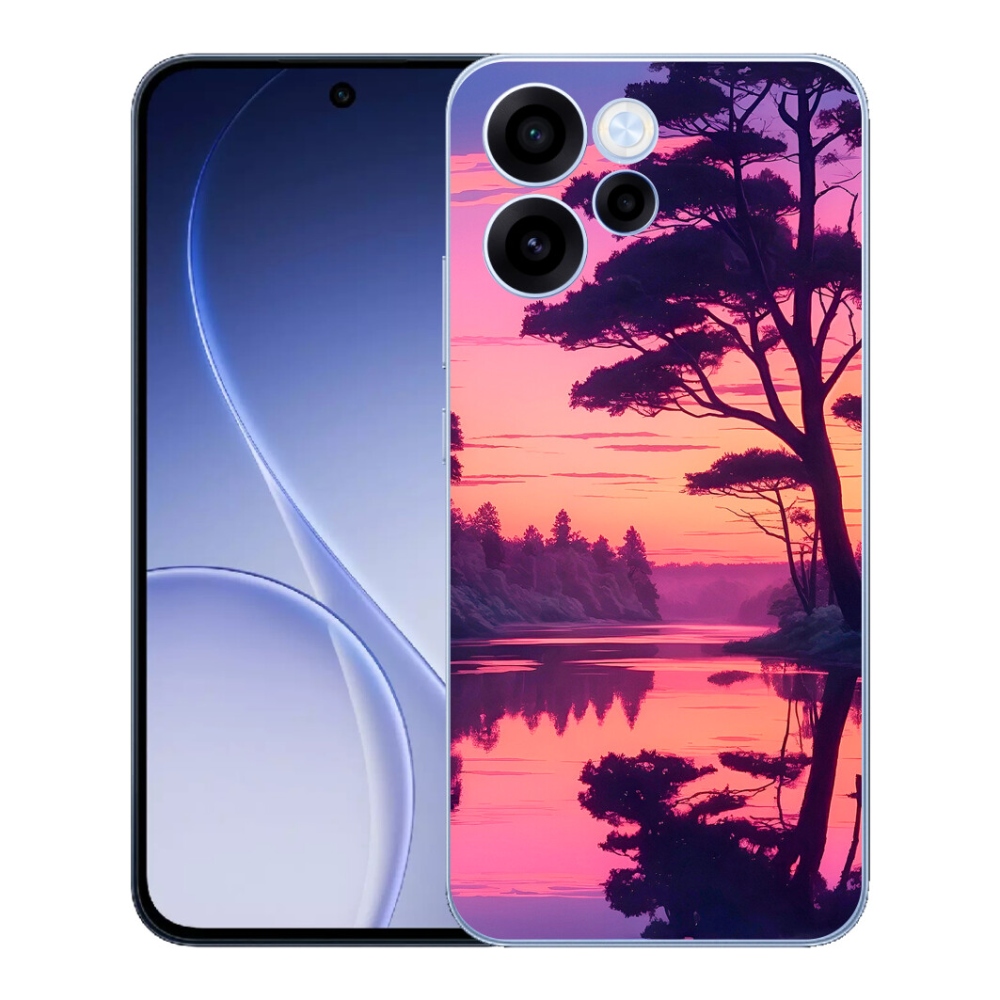 Gélový kryt mmCase na Oppo Reno 15 FS 5G - západ slnka nad jazerom