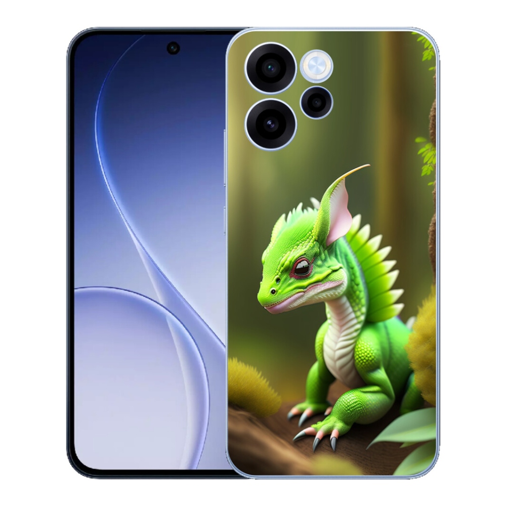 Gélový kryt mmCase na Oppo Reno 15 FS 5G - zelený dráčik