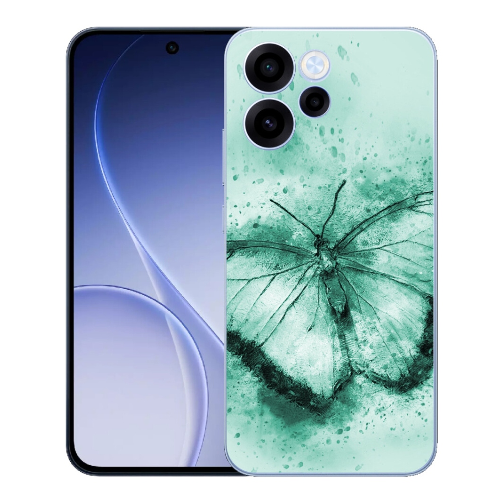 Gélový kryt mmCase na Oppo Reno 15 FS 5G - zelený motýľ