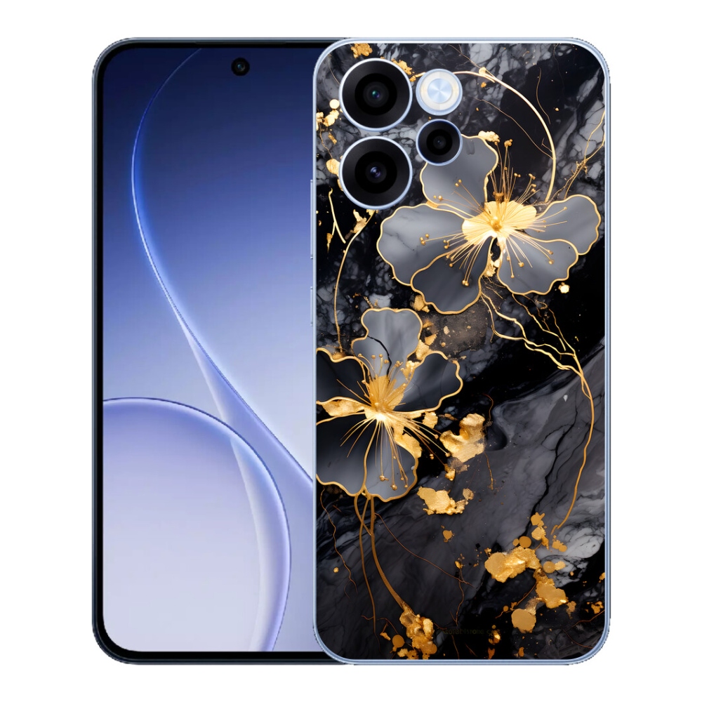 Gélový kryt mmCase na Oppo Reno 15 FS 5G - zlaté kvety