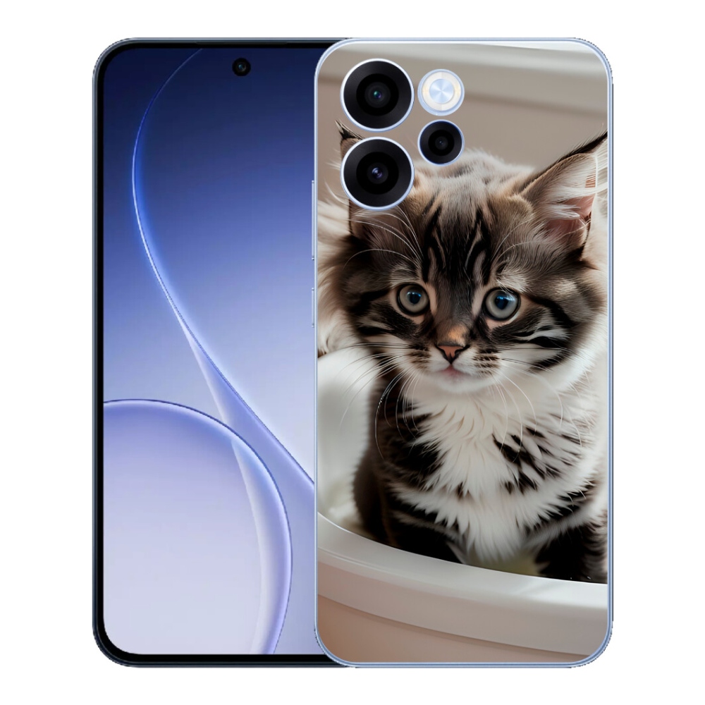 Gélový kryt mmCase na Oppo Reno 15 FS 5G - zvedavé mačiatko