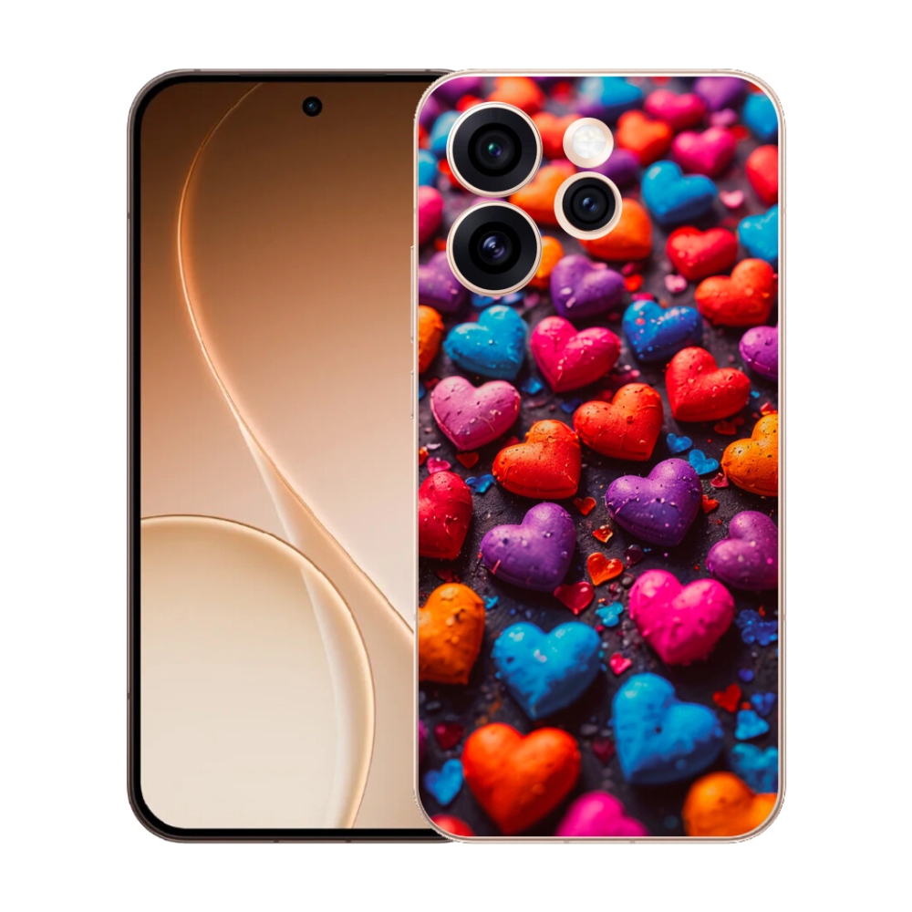 Gélový kryt mmCase na Oppo Reno 15 Pro 5G - farebné srdcia