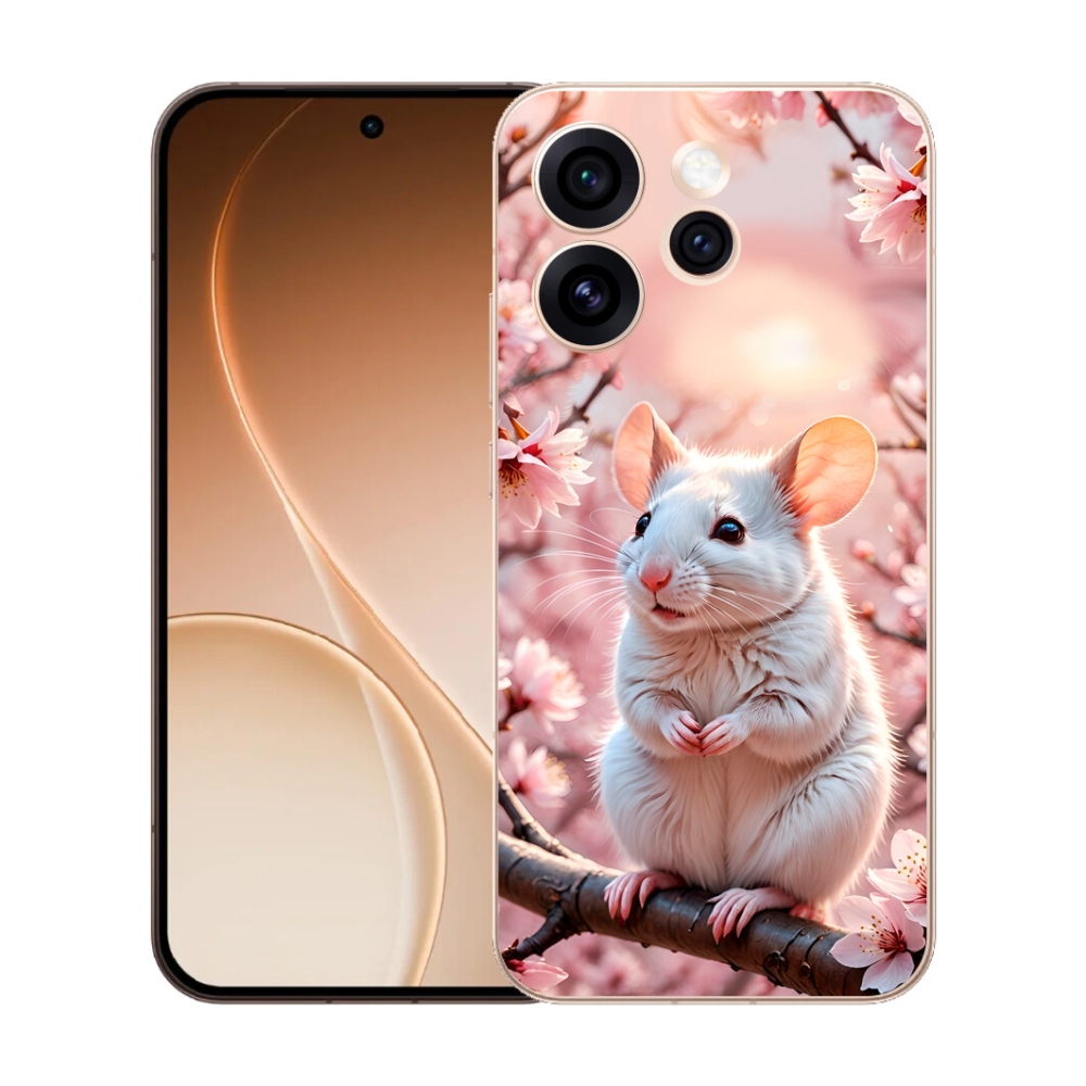 Gélový kryt mmCase na Oppo Reno 15 Pro 5G - biela myš na vetve