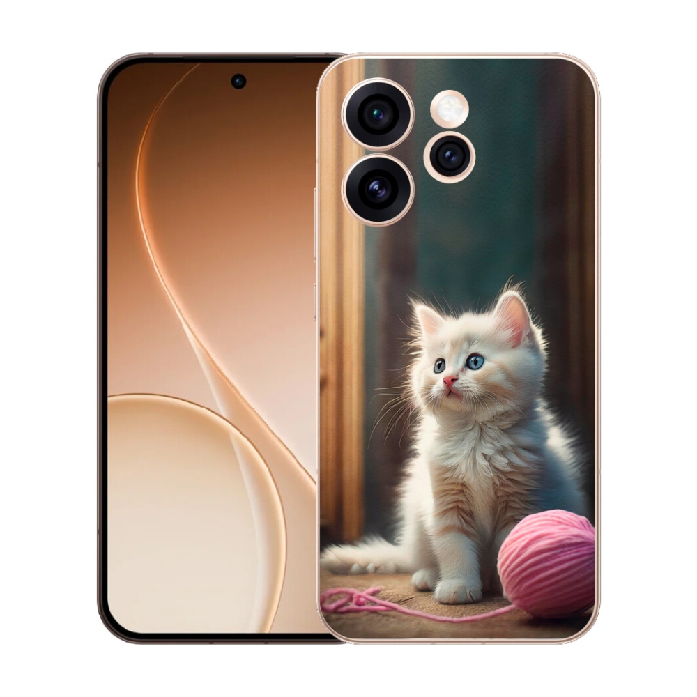 Gélový kryt mmCase na Oppo Reno 15 Pro 5G - biele mačiatko 2