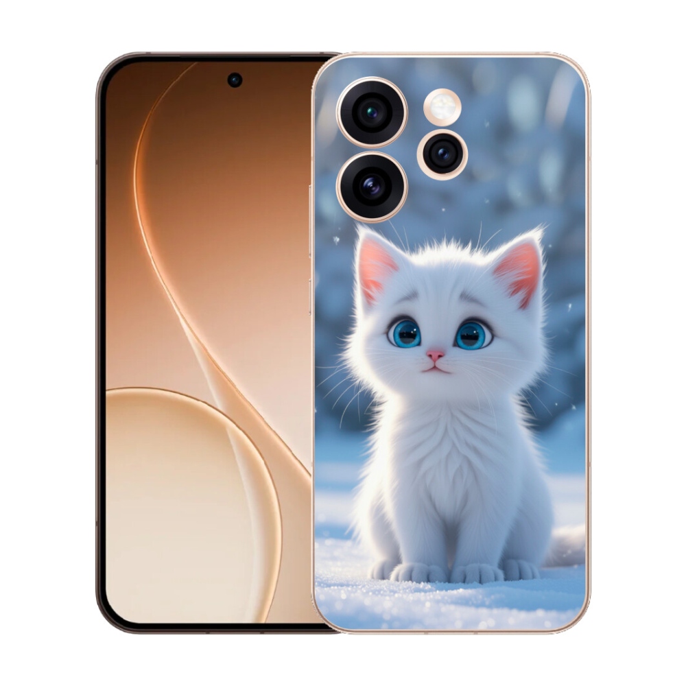 Gélový kryt mmCase na Oppo Reno 15 Pro 5G - biele mačiatko 3