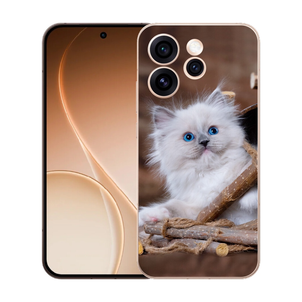 Gélový kryt mmCase na Oppo Reno 15 Pro 5G - biele mačiatko