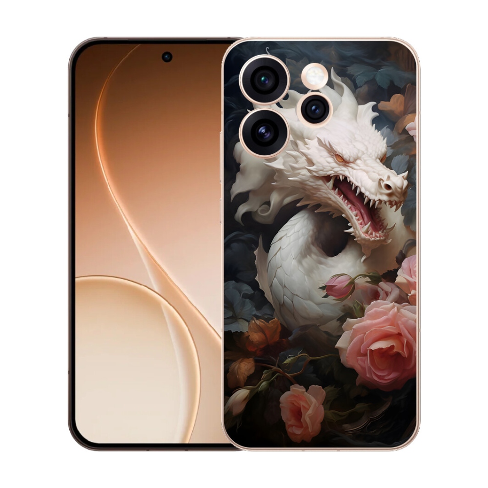 Gélový kryt mmCase na Oppo Reno 15 Pro 5G - biely drak