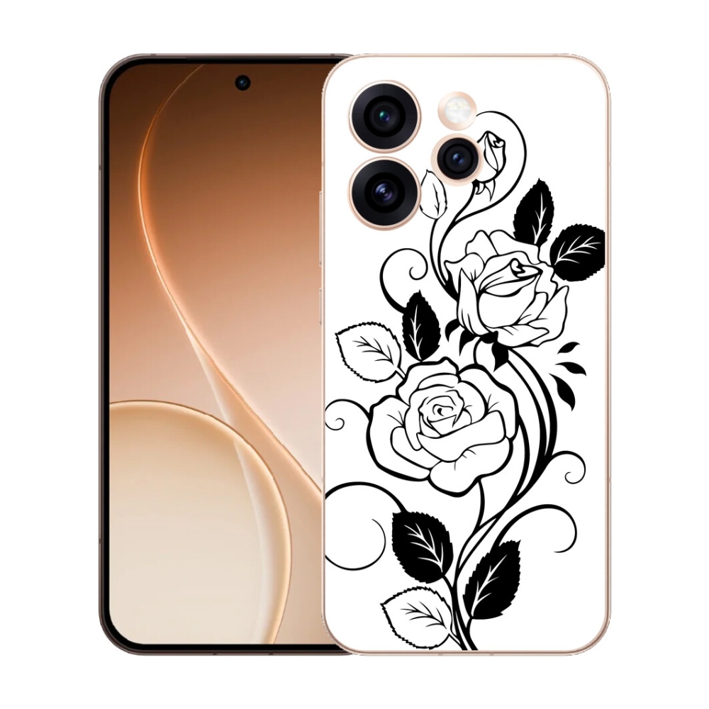 Gélový kryt mmCase na Oppo Reno 15 Pro 5G - čiernobiela ruža