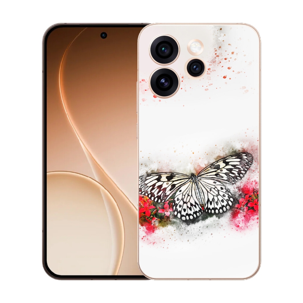 Gélový kryt mmCase na Oppo Reno 15 Pro 5G - čiernobiely motýľ