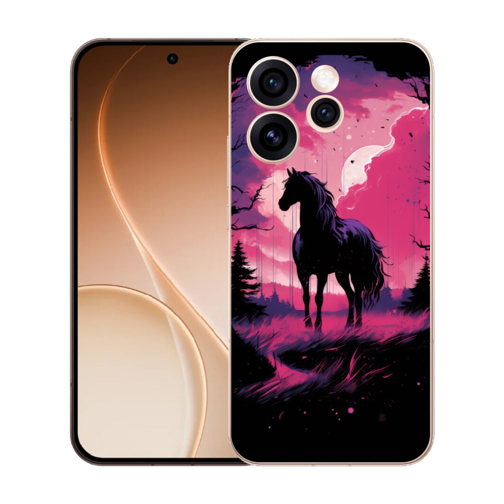 Gélový kryt mmCase na Oppo Reno 15 Pro 5G - čierny kreslený kôň 1