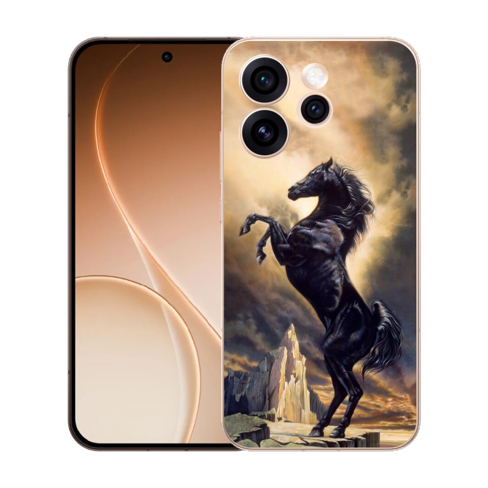Gélový kryt mmCase na Oppo Reno 15 Pro 5G - čierny kreslený kôň