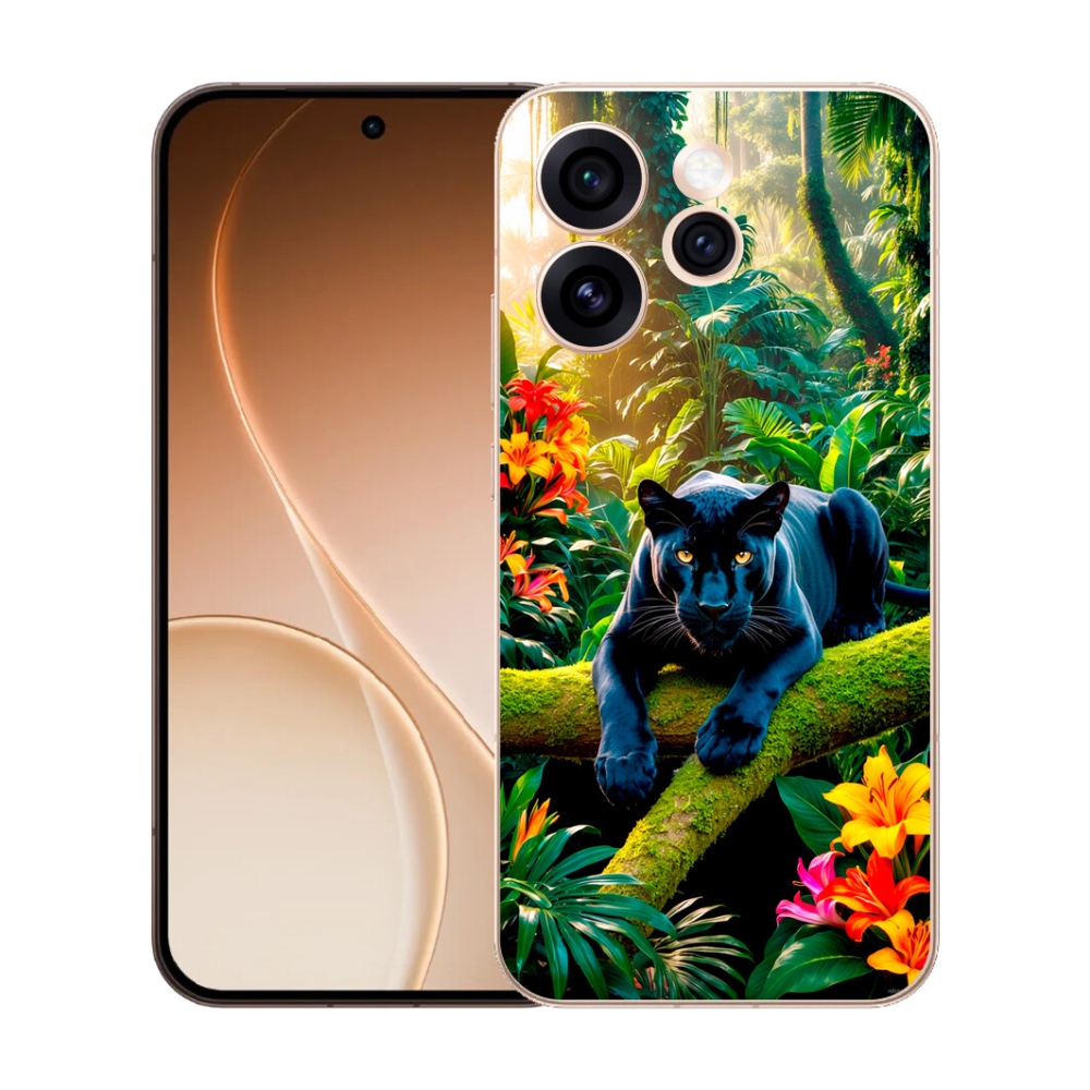 Gélový kryt mmCase na Oppo Reno 15 Pro 5G - čierny panter v džungli