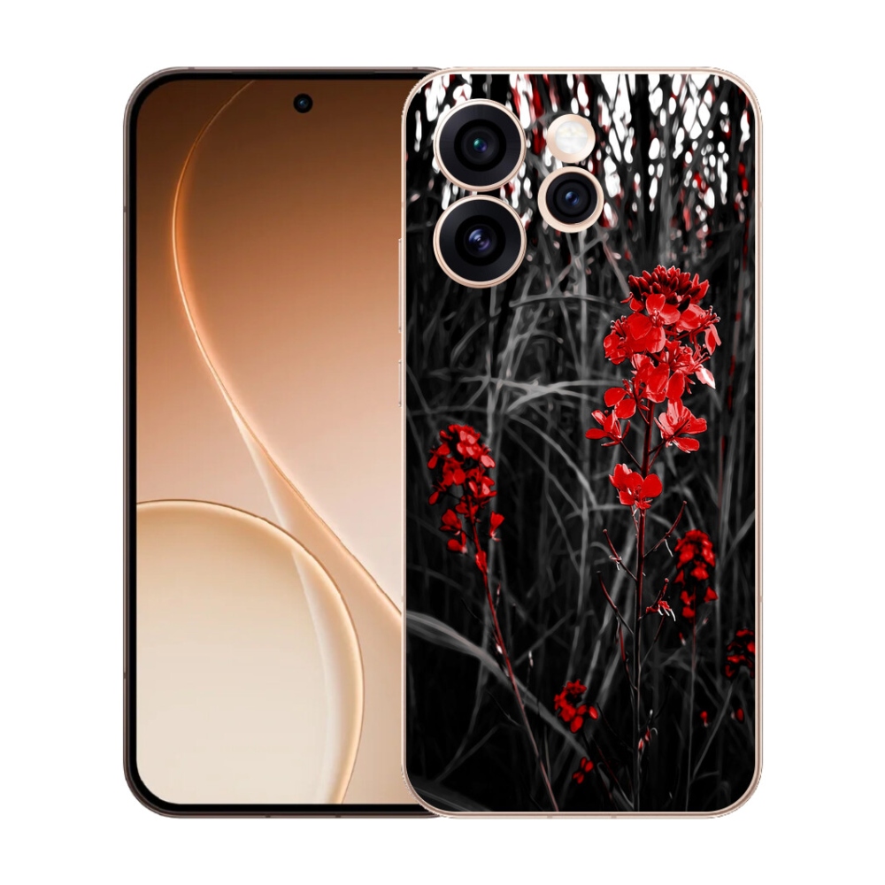 Gélový kryt mmCase na Oppo Reno 15 Pro 5G - červená rastlina