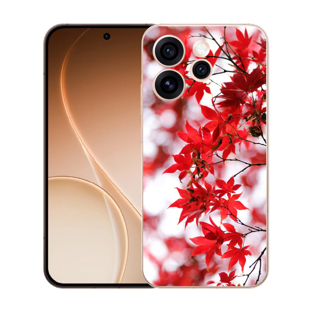 Gélový kryt mmCase na Oppo Reno 15 Pro 5G - červené listy