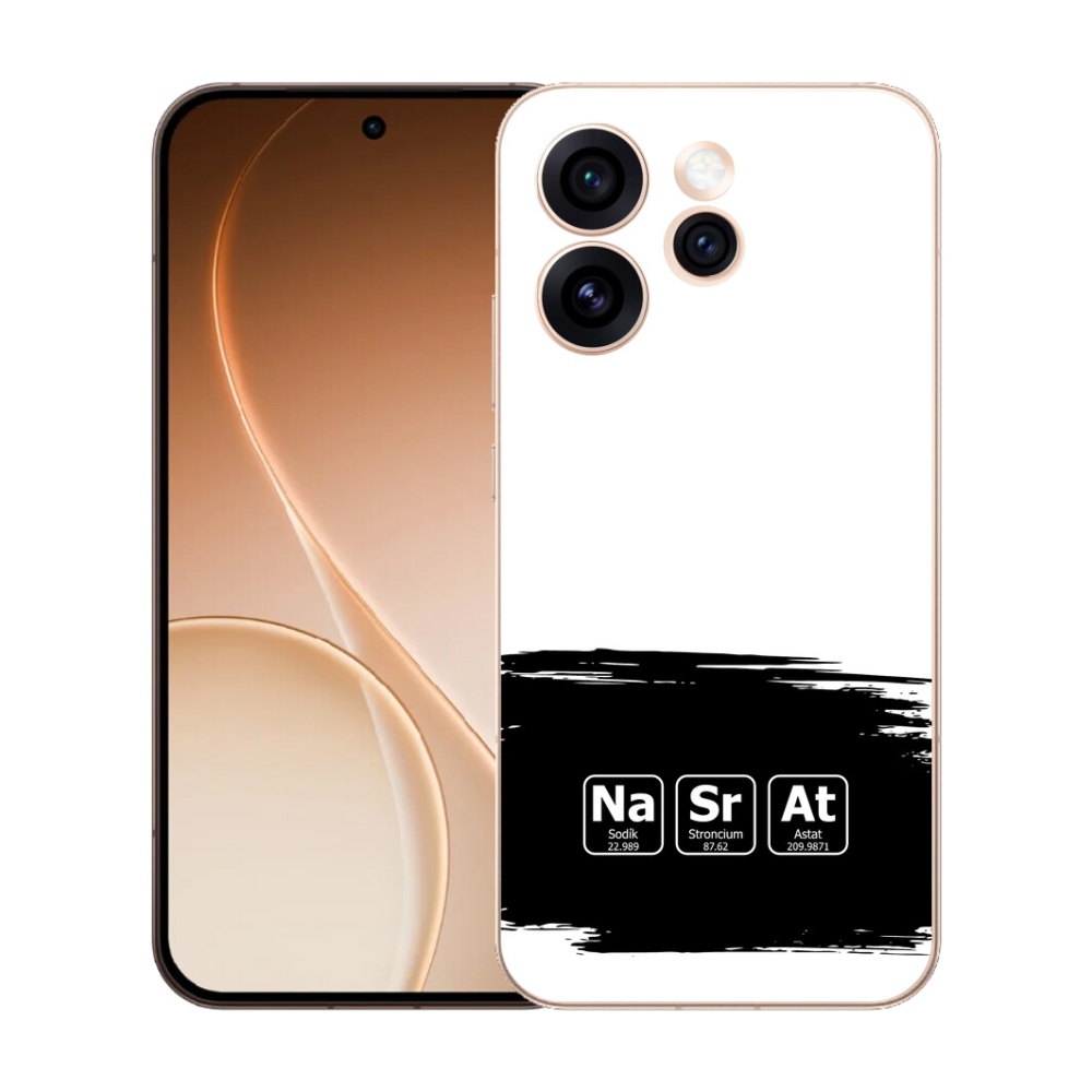 Gélový kryt mmCase na Oppo Reno 15 Pre 5G - chemické prvky čiernobiele pozadie