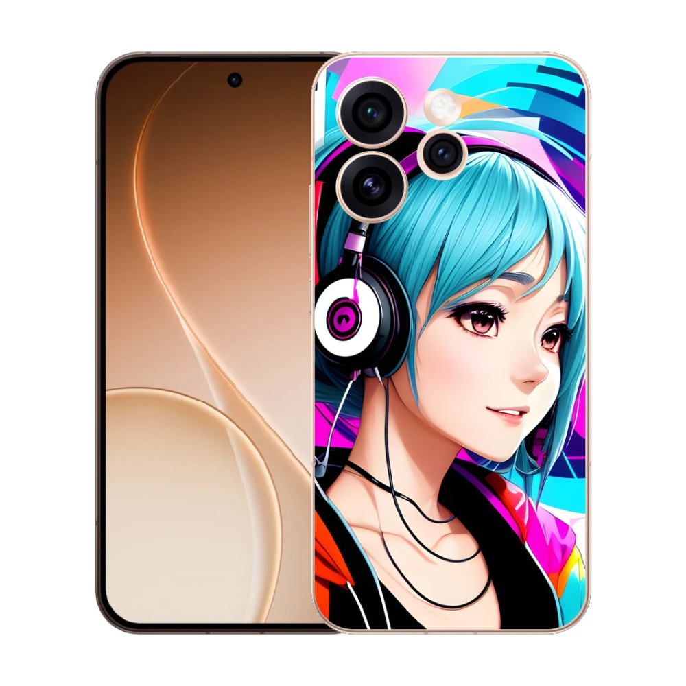 Gélový kryt mmCase na Oppo Reno 15 Pro 5G - dievča so slúchadlami