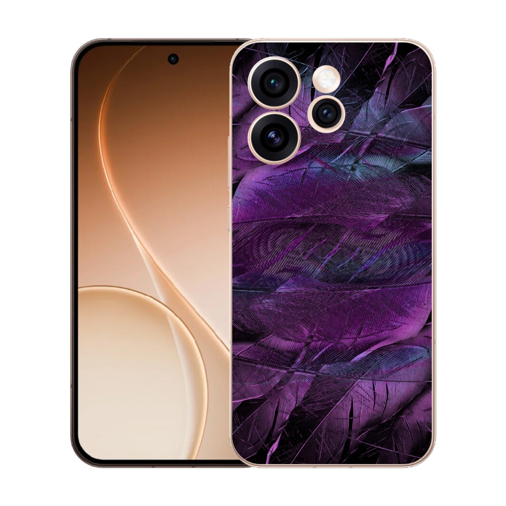 Gélový kryt mmCase na Oppo Reno 15 Pro 5G - fialové pierka