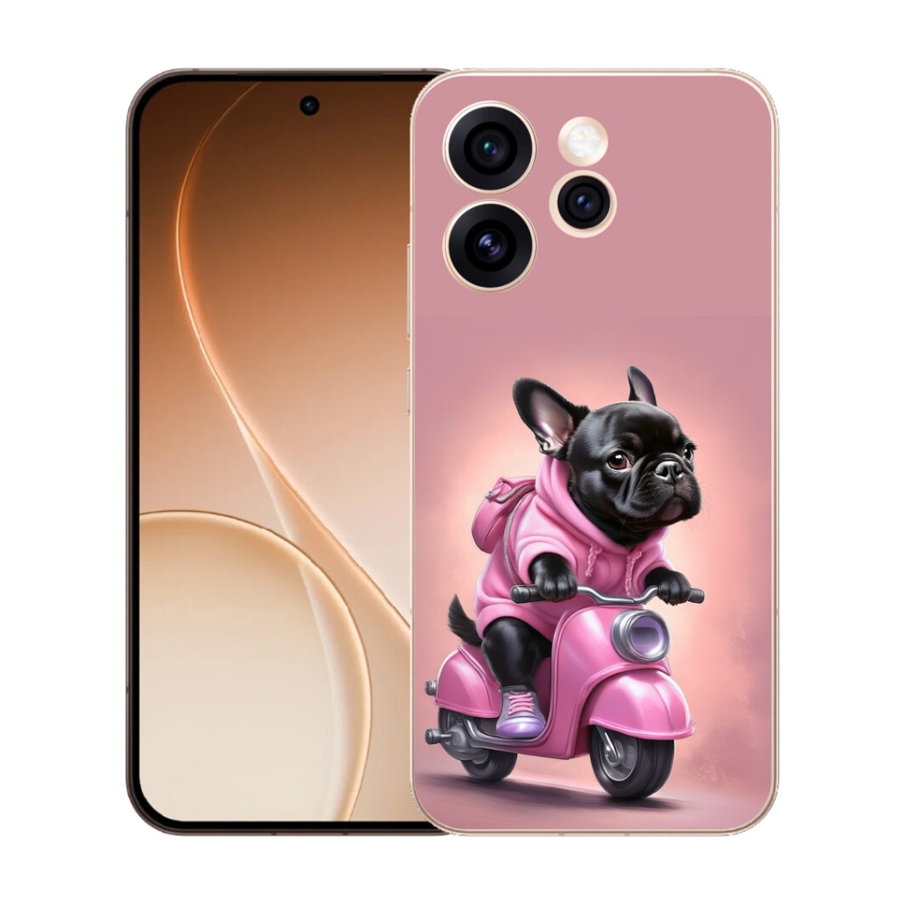 Gélový kryt mmCase na Oppo Reno 15 Pro 5G - francúzsky buldoček na skútri