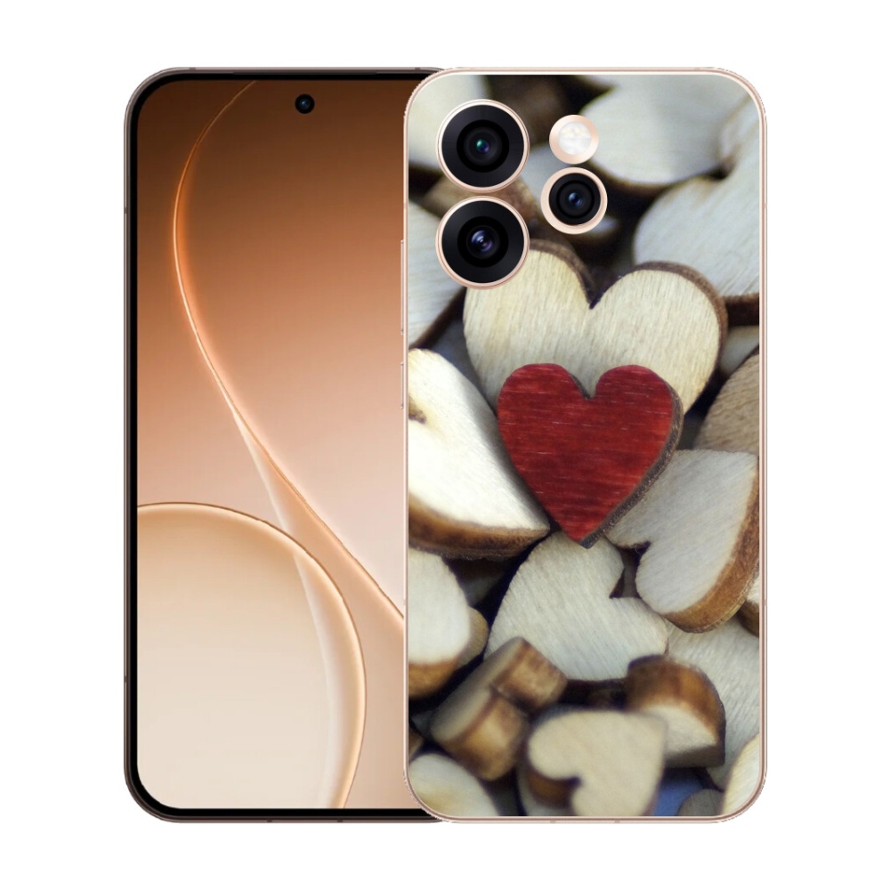 Gélový kryt mmCase na Oppo Reno 15 Pro 5G - gravírované červené srdce