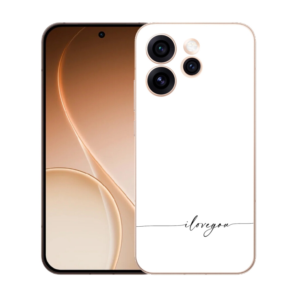 Gélový kryt mmCase na Oppo Reno 15 Pre 5G - I love you biele pozadie