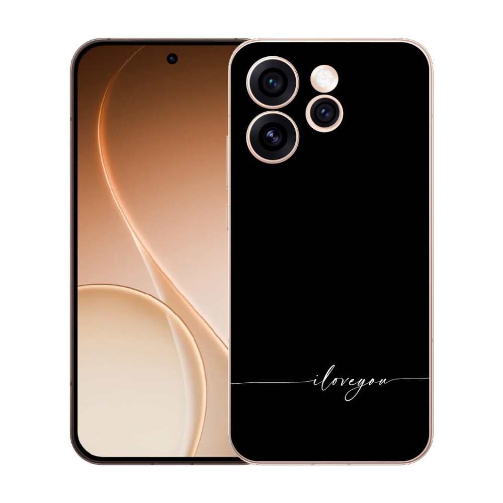 Gélový kryt mmCase na Oppo Reno 15 Pre 5G - I love you čierne pozadie