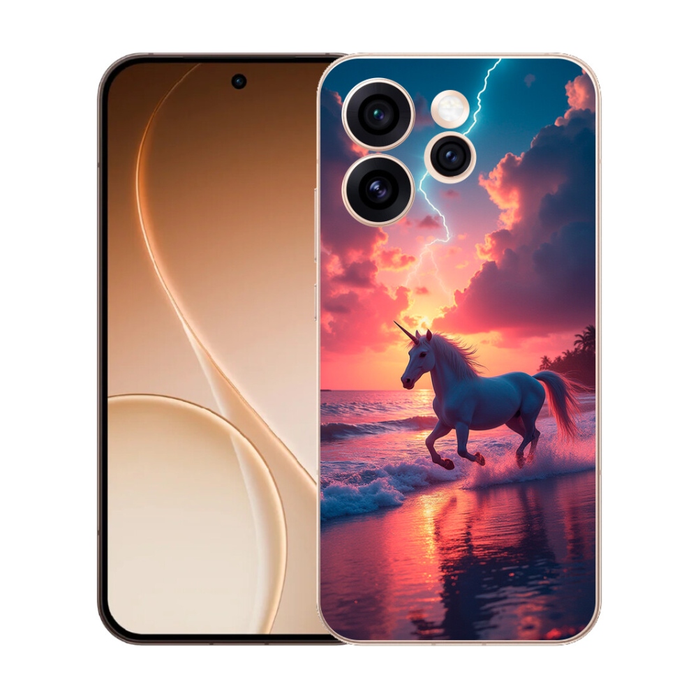 Gélový kryt mmCase na Oppo Reno 15 Pro 5G - jednorožec na pláži