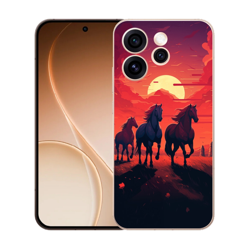 Gélový kryt mmCase na Oppo Reno 15 Pre 5G - kone a západ slnka